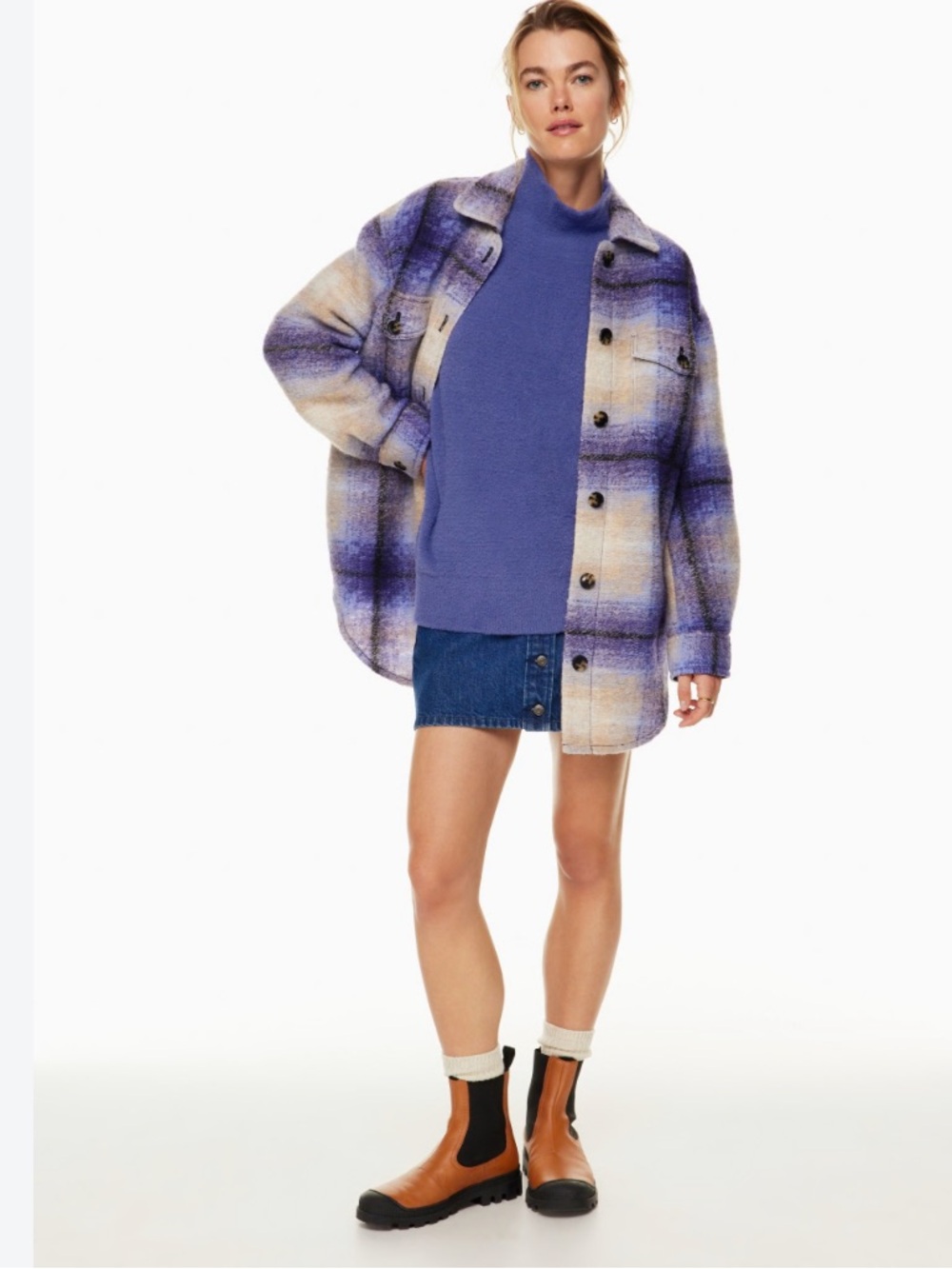 Wilfred Free Utility Gianna Blue Plaid Jacket Size S